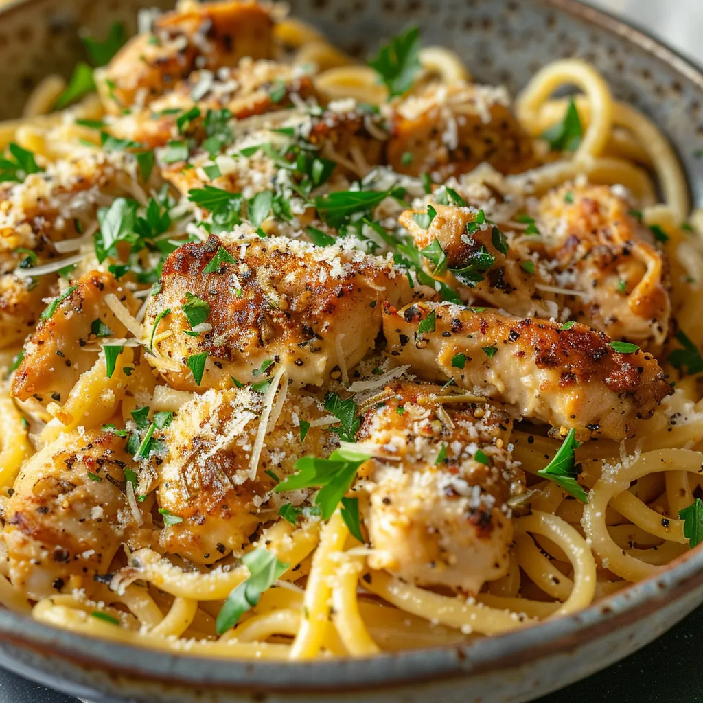 Cheesy Garlic Parmesan Chicken Pasta Skillet