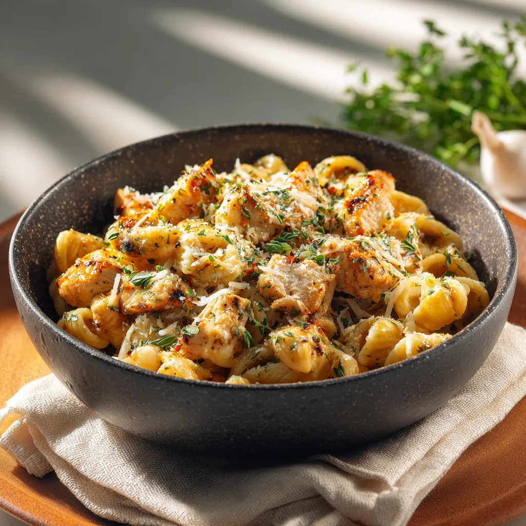 Cheesy Garlic Parmesan Chicken Pasta Skillet