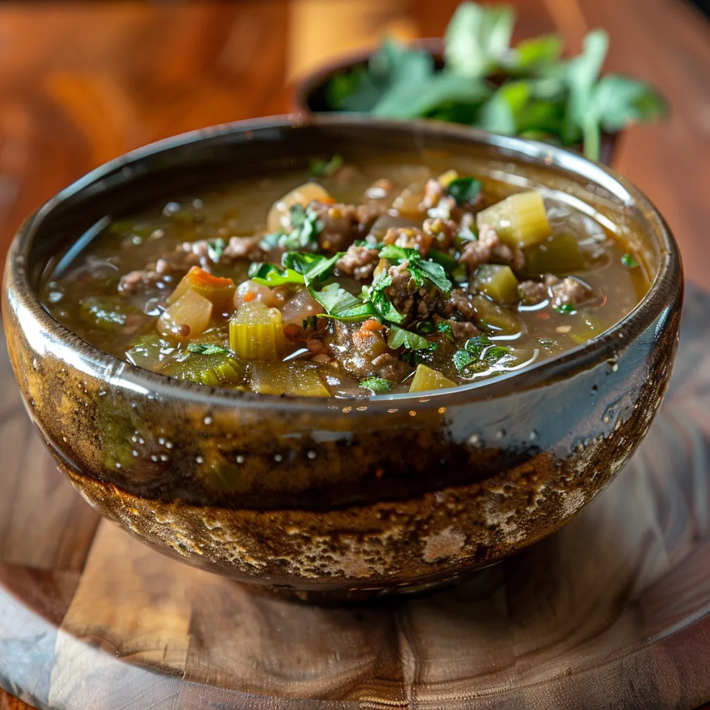 Hatch Green Chile Stew With Ground Beef