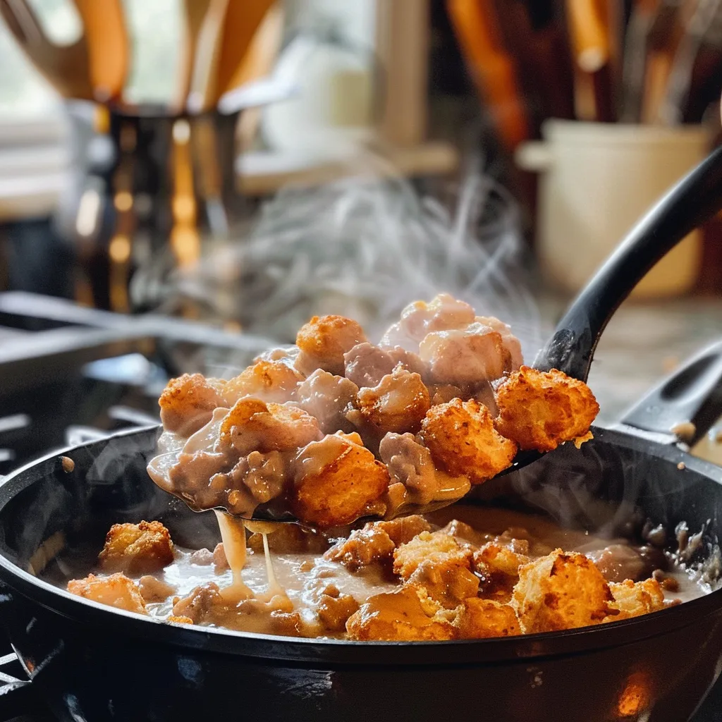 Tater Tot Breakfast Bowl with Sausage Gravy