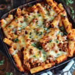 Baked Ziti With Ground Beef and Mozzarella