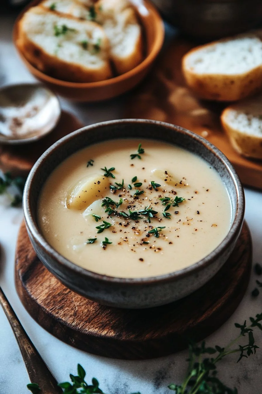 Hearty Cheddar Garlic Herb Potato Soup Recipe