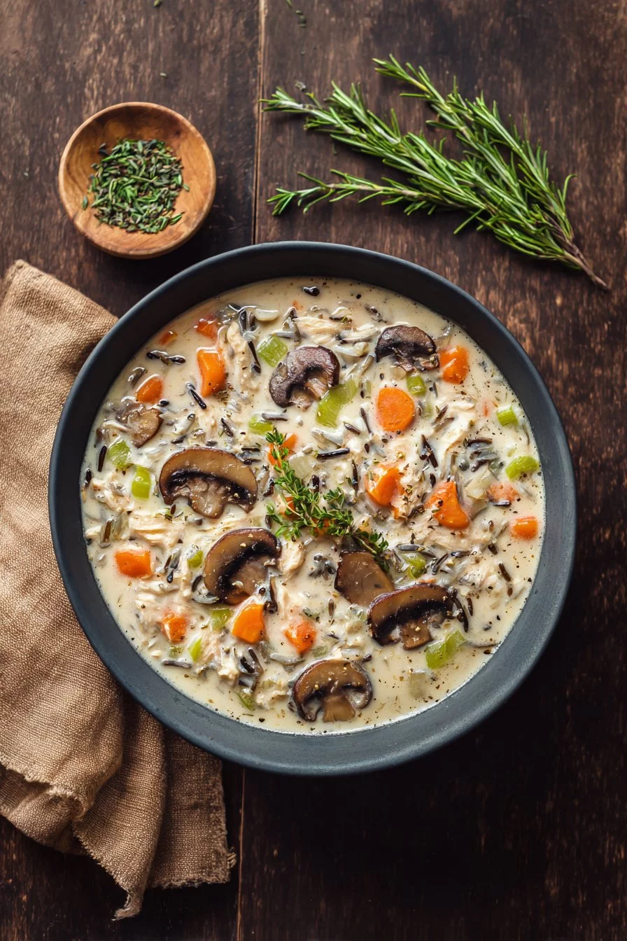 Creamy Mushroom Chicken and Wild Rice Soup