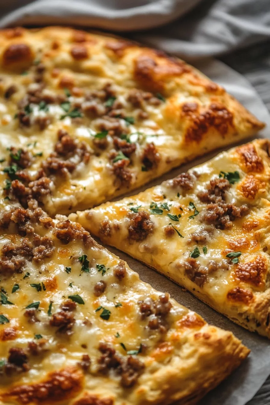Biscuits and Sausage Gravy Breakfast Pizza