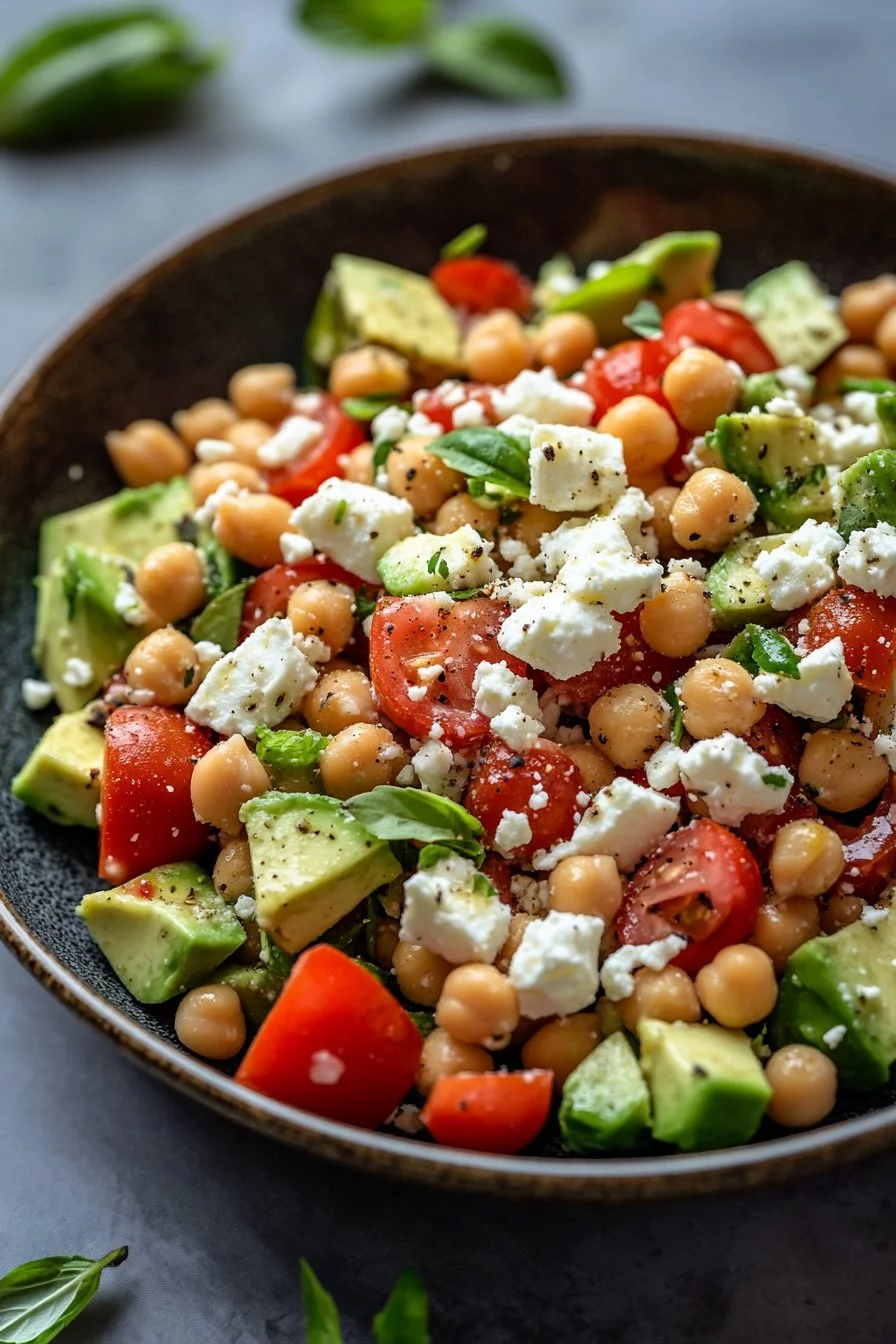 Chickpea Feta Avocado Salad