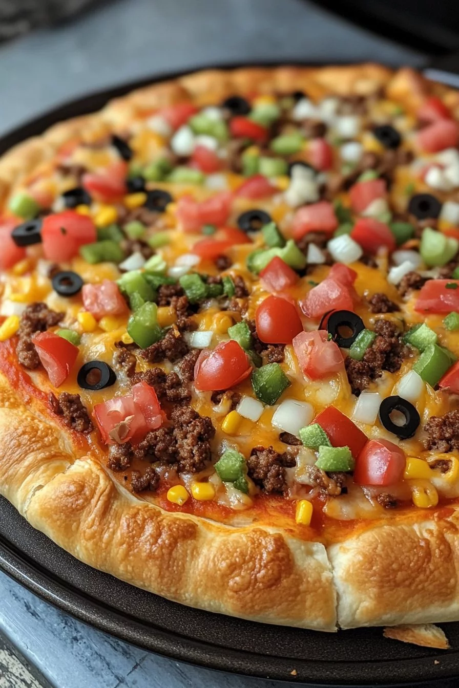 Easy Crescent Roll Taco Pizza - Alright with Me