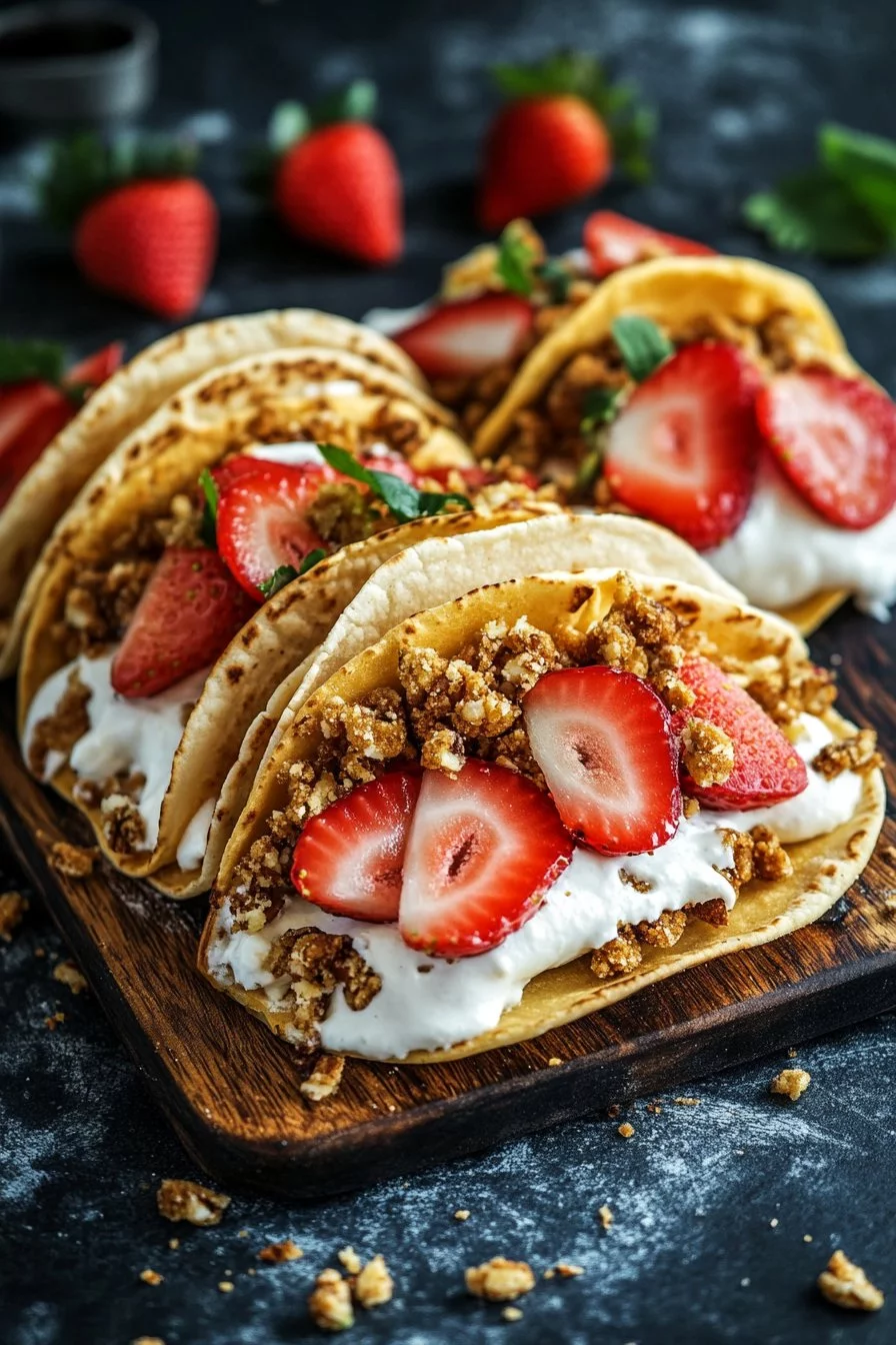 Strawberry Crunch Cheesecake Tacos
