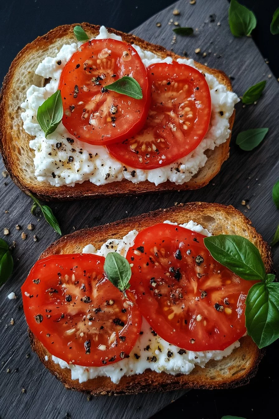 Tomato and Cottage Cheese Toast