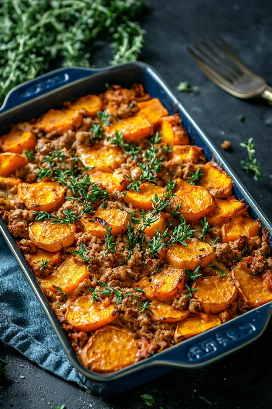 Ground Turkey Sweet Potato Bake